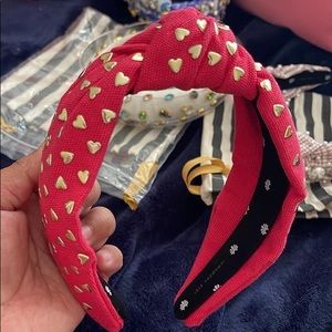 Lele Sadoughi Red Woven w/ gold hearts